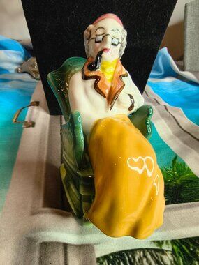 Vintage Salt and Pepper Shakers Elderly in a Rocking Chair by Norcrest
